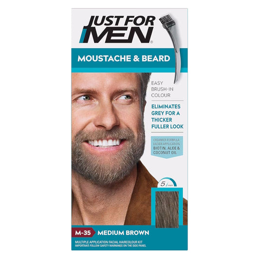 Just For Men Moustache & Beard Dye M35 Medium Brown - The Health and Beauty Store