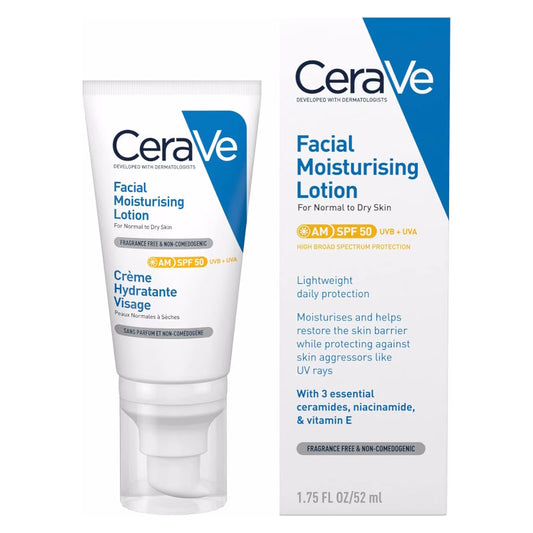 CeraVe AM Facial Moisturising Lotion SPF50 52ml - The Health and Beauty Store