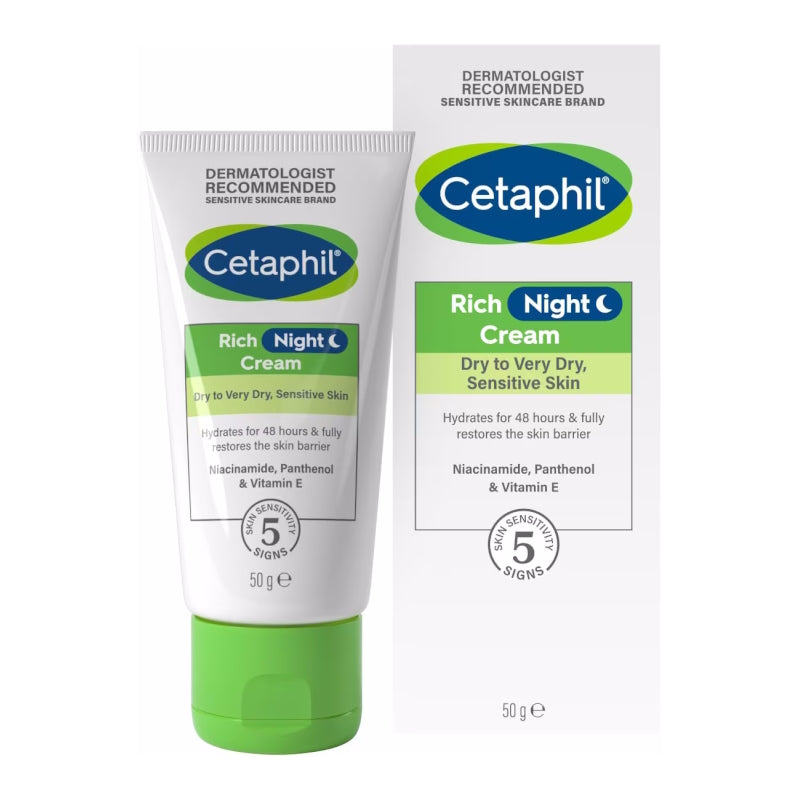 Cetaphil Rich Night Cream for Dry to Very Dry Sensitive Skin 50g - The Health and Beauty Store